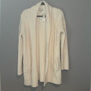 Barefoot Dreams CozyChic Cable Cardigan in Cream